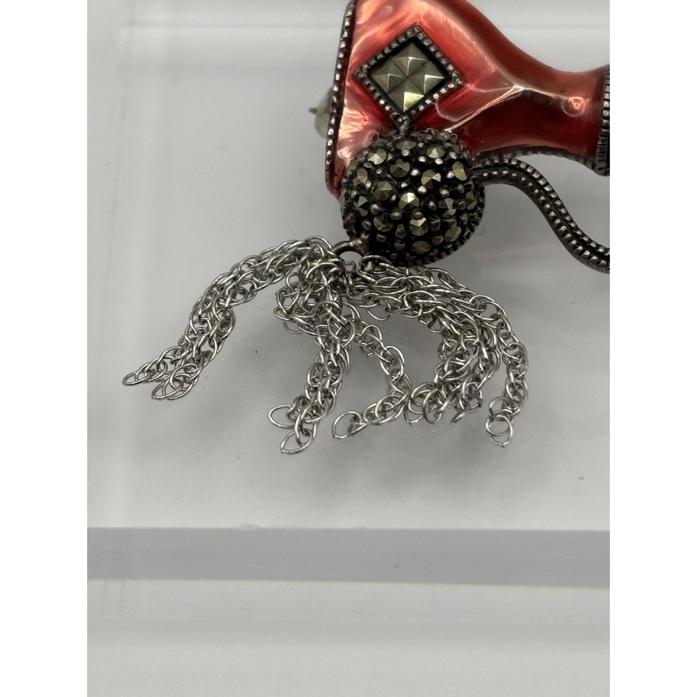 Judith Jack Brooch Perfume Red‎ Enamel Atomizer Sterling Marcasite Pin Brooch - Picture 6 of 10